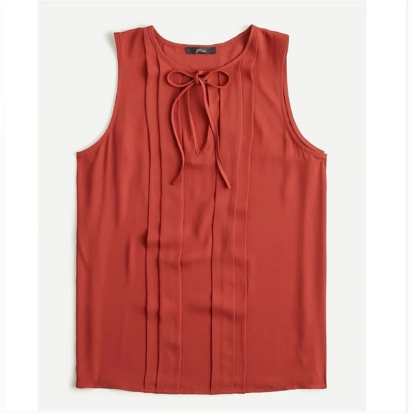 J.Crew [XS] Women's Pleated Tie-Neck Tank Blouse - Picture 6 of 9